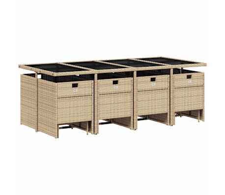 vidaXL 13-delige Tuinset met kussens poly rattan beige