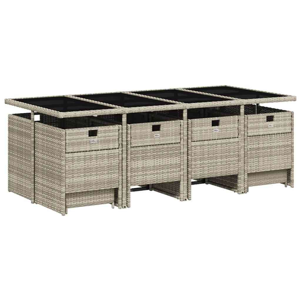 vidaXL 13-delige Tuinset met kussens poly rattan lichtgrijs afbeelding