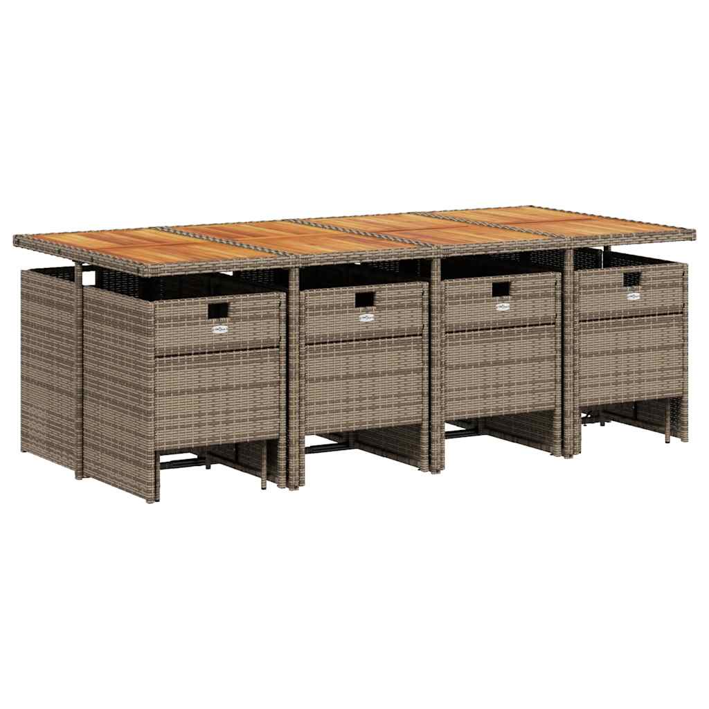 vidaXL 13-delige Tuinset met kussens poly rattan grijs afbeelding