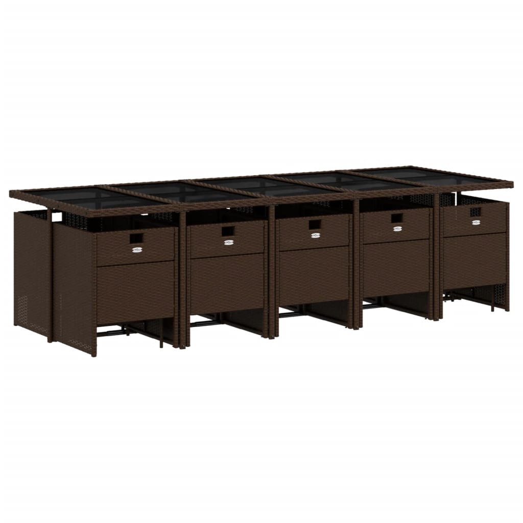 vidaXL 15-delige Tuinset met kussens poly rattan bruin afbeelding