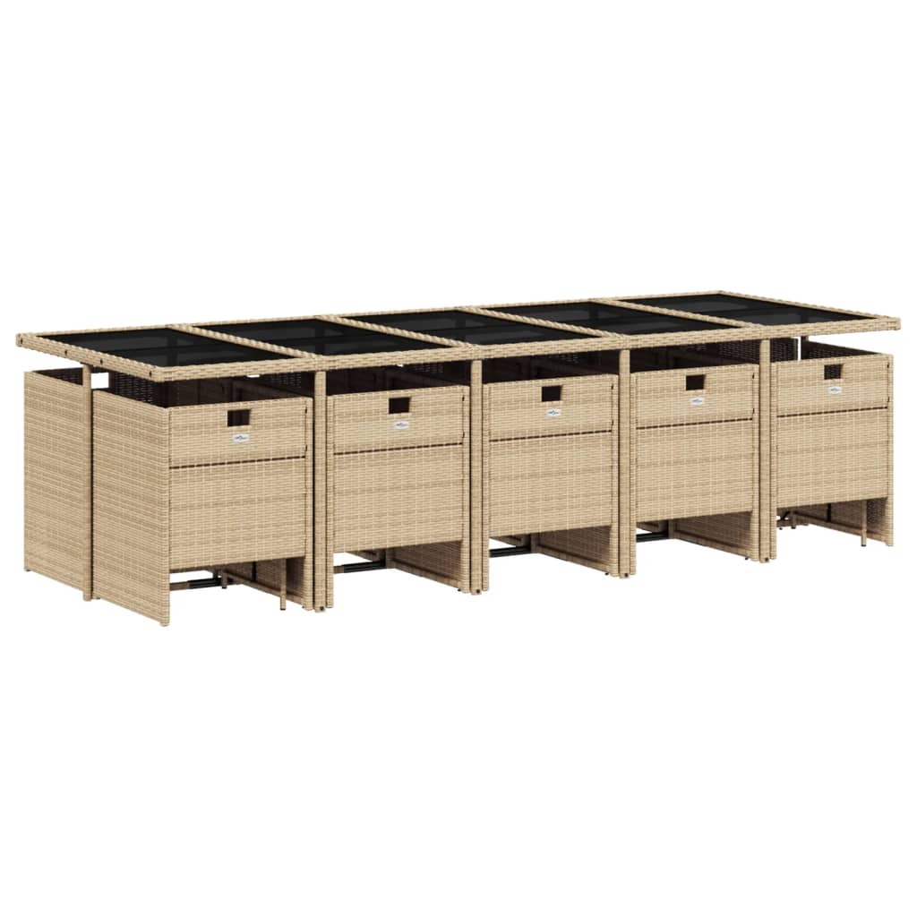 vidaXL 15-delige Tuinset met kussens poly rattan beige afbeelding