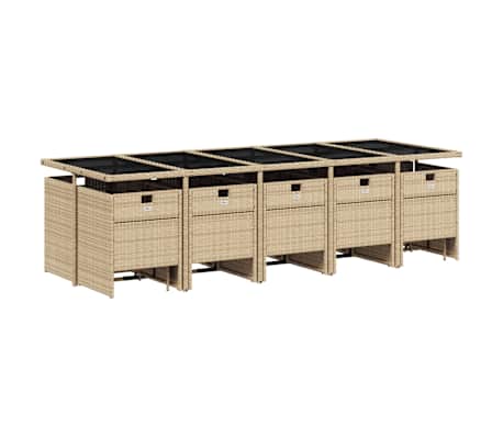 vidaXL Ensemble &agrave; manger de jardin et coussins 15 pcs beige