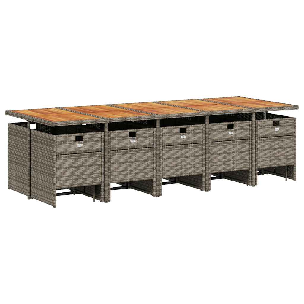 Thumbnail - vidaXL 15-tlg. Garten-Essgruppe mit Kissen Grau Poly Rattan