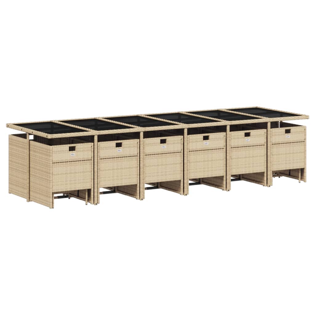 Thumbnail - vidaXL 17-tlg. Garten-Essgruppe mit Kissen Beige Poly Rattan