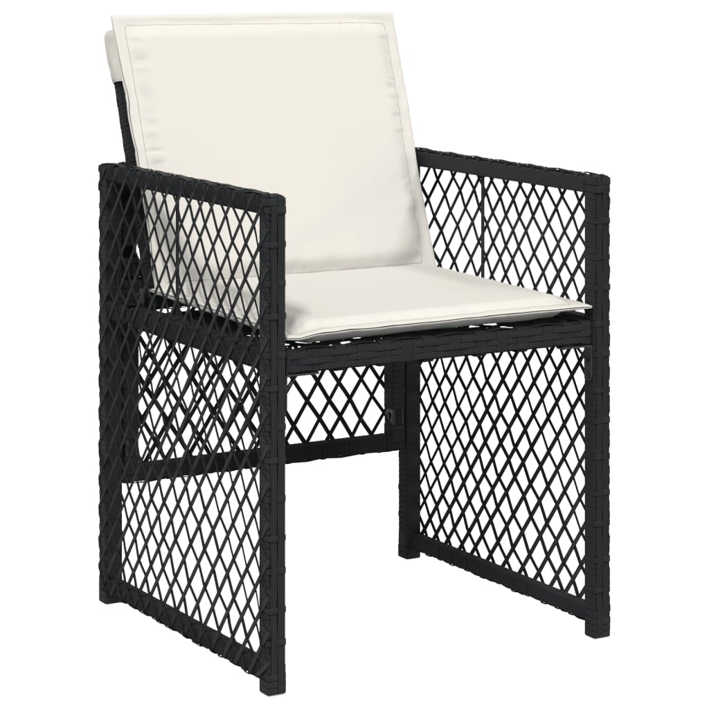 vidaXL 5-delige Tuinset met kussens poly rattan zwart afbeelding