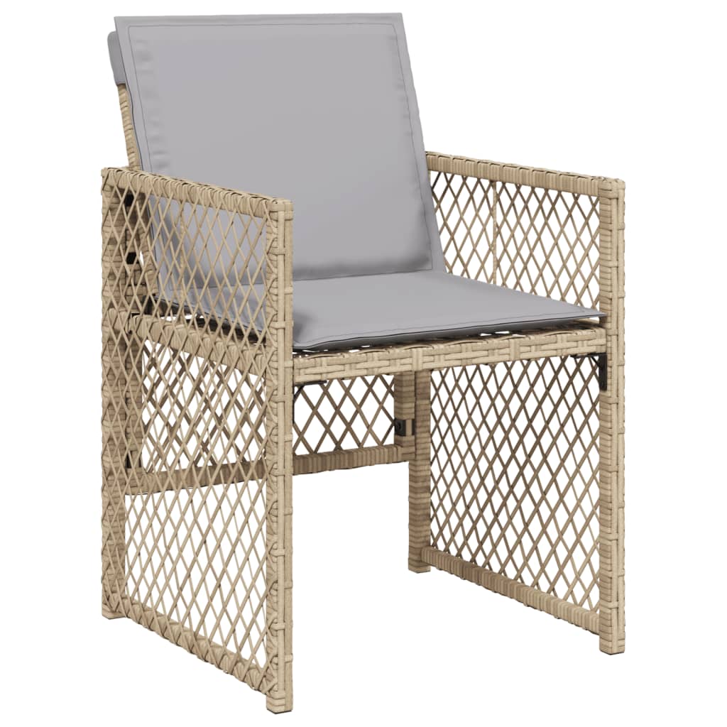 vidaXL 5-delige Tuinset met kussens poly rattan beige