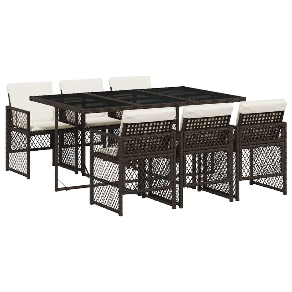 vidaXL 7-delige Tuinset met kussens poly rattan bruin, foto 3