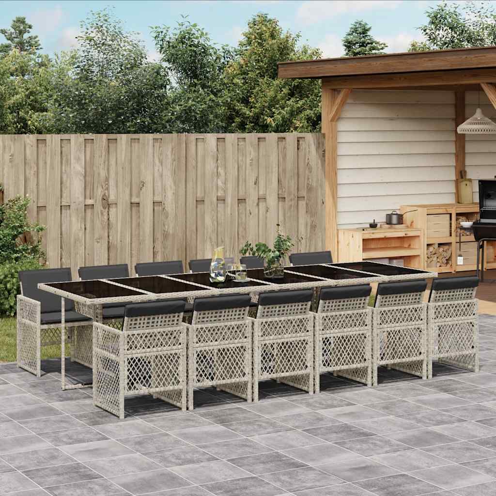 vidaXL Set mobilier de grădină cu perne 13 piese gri deschis poliratan