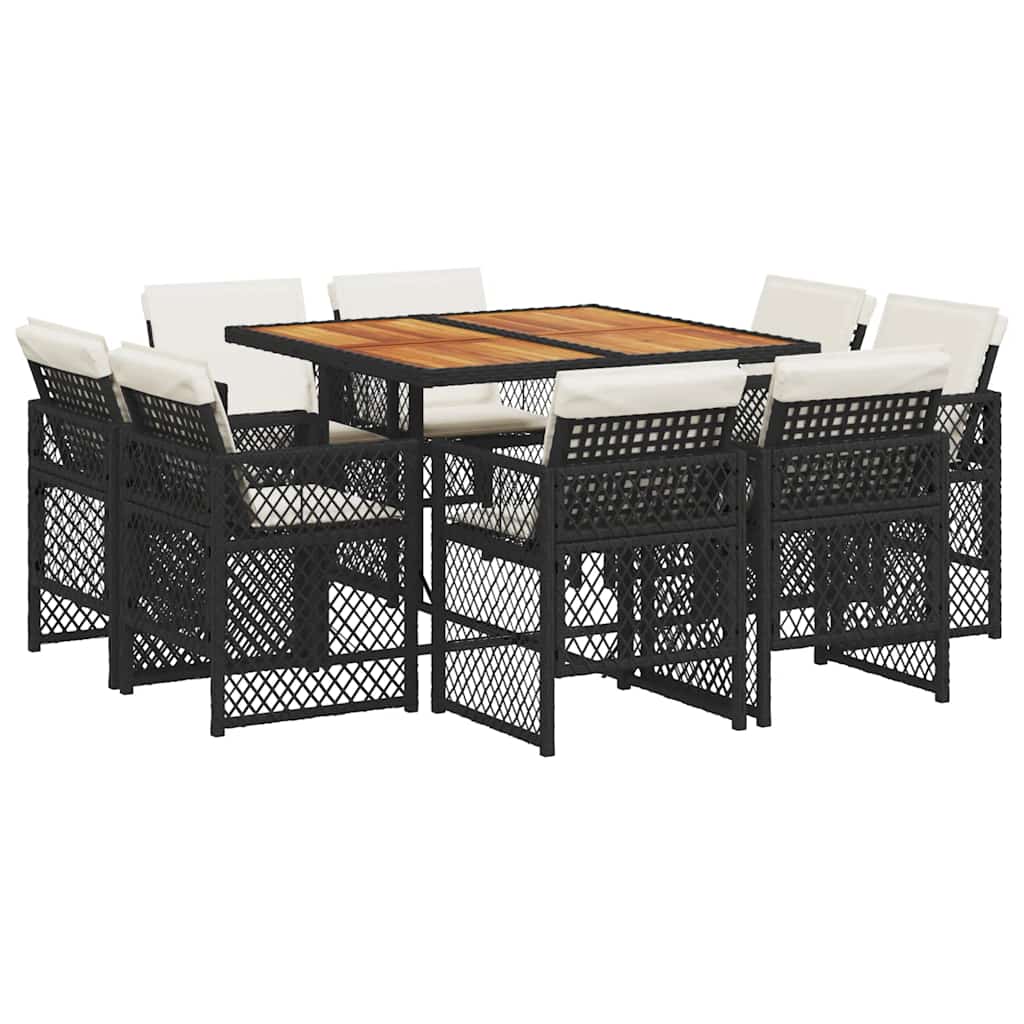 vidaXL 9-delige Tuinset poly rattan zwart, foto 3