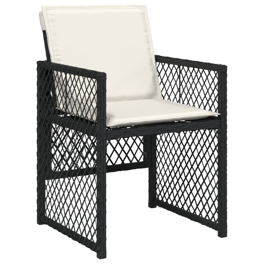 vidaXL 15-delige Tuinset met kussens poly rattan zwart