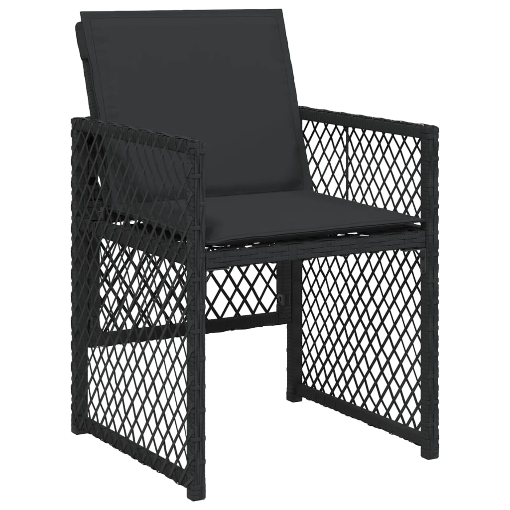 vidaXL 15-delige Tuinset met kussens poly rattan zwart