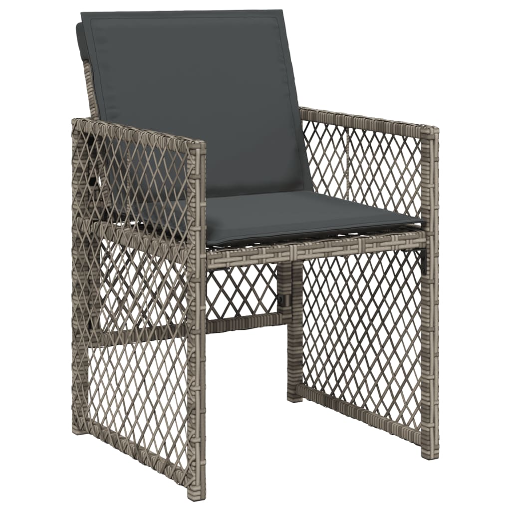 vidaXL 15-delige Tuinset met kussens poly rattan grijs