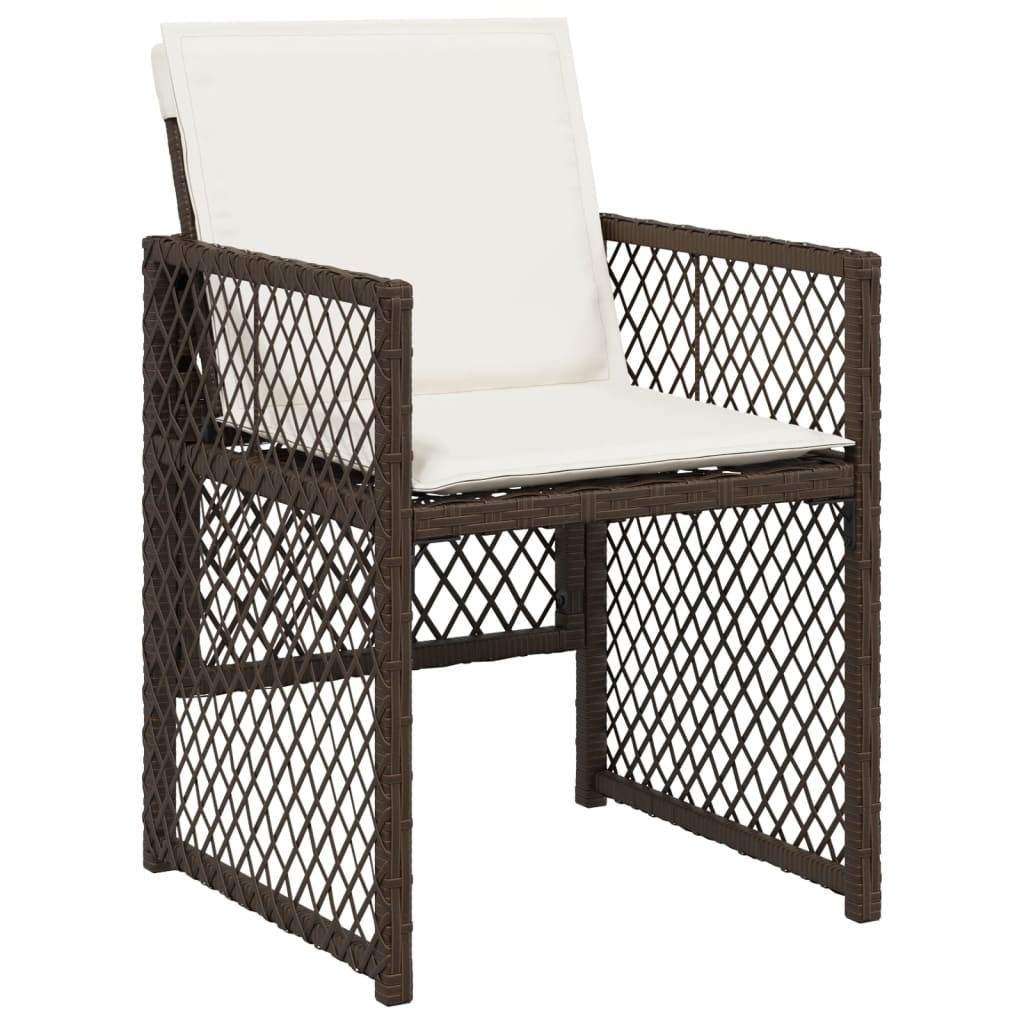 vidaXL 15-delige Tuinset met kussens poly rattan bruin