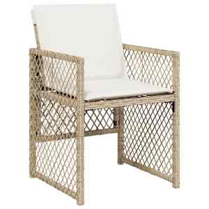 vidaXL 15-tlg. Garten-Essgruppe mit Kissen Beige Poly Rattan