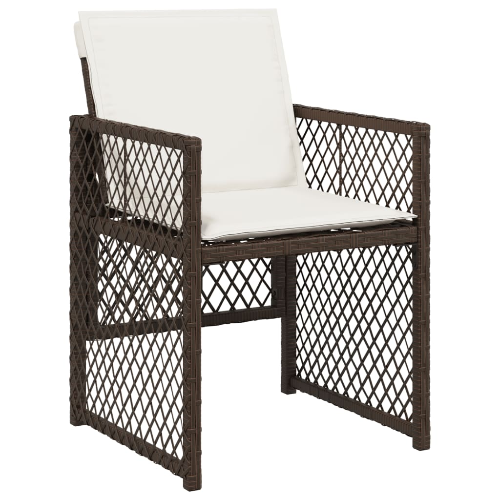 vidaXL 17-delige Tuinset met kussens poly rattan bruin
