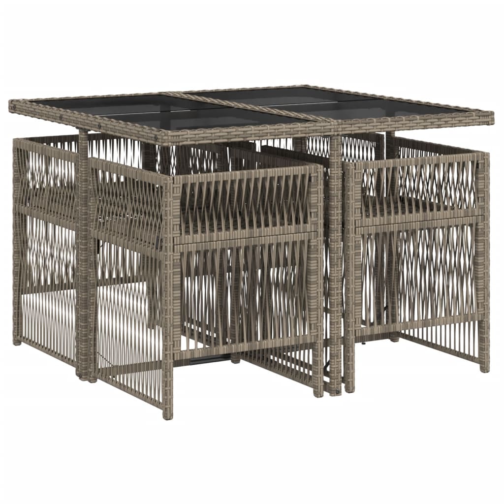 vidaXL 5-delige Tuinset met kussens poly rattan grijs afbeelding