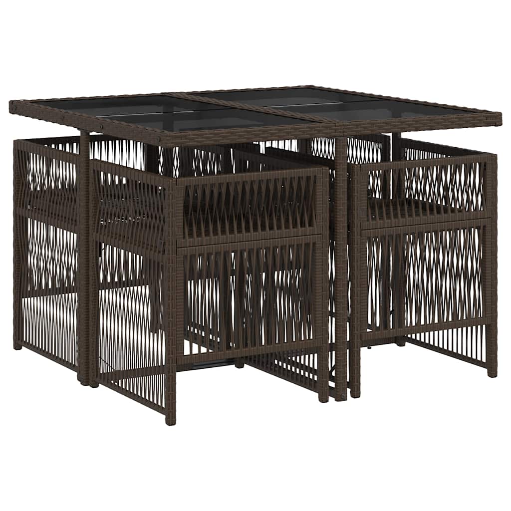 Thumbnail - vidaXL 5-tlg. Garten-Essgruppe mit Kissen Braun Poly Rattan