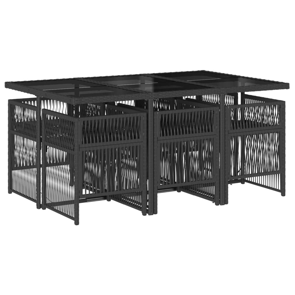 vidaXL 7-delige Tuinset met kussens poly rattan zwart afbeelding