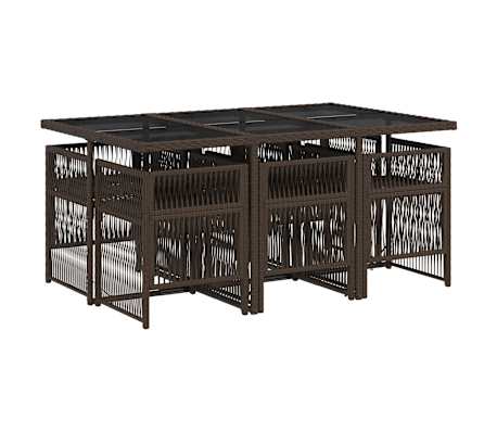 vidaXL Set comedor de jard&iacute;n 7 pzas con cojines rat&aacute;n sint&eacute;tico marr&oacute;n