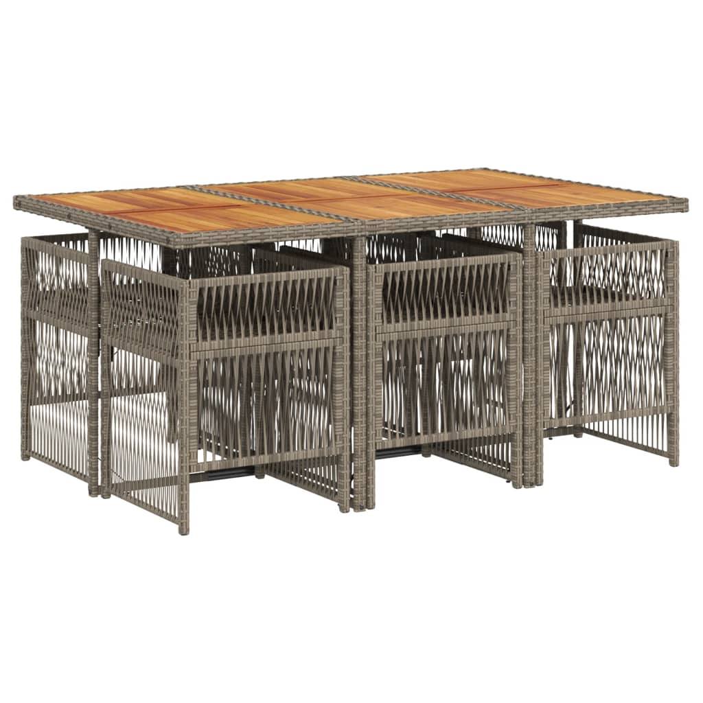 vidaXL 7-delige Tuinset met kussens poly rattan grijs