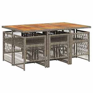 vidaXL Set mobilier de grădină cu perne, 7 piese, gri, poliratan