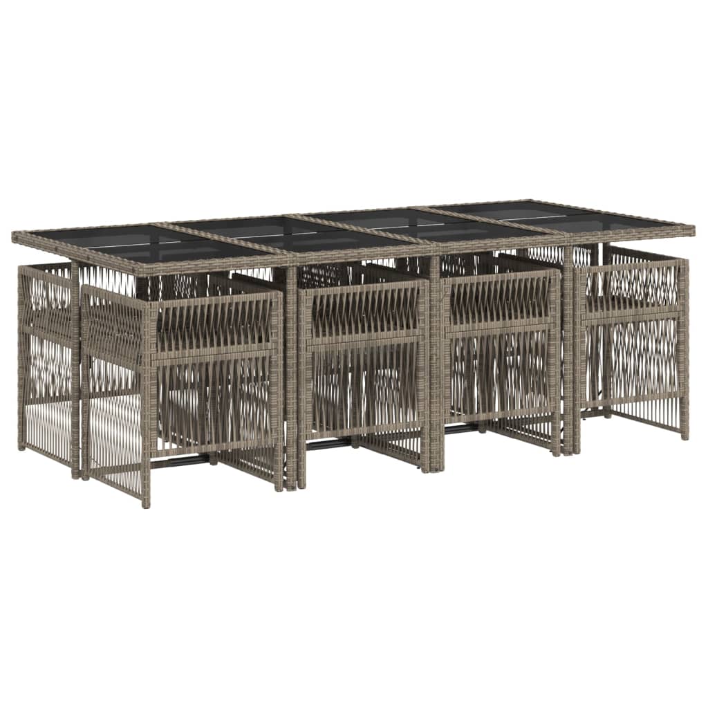 vidaXL 9-delige Tuinset met kussens poly rattan grijs afbeelding