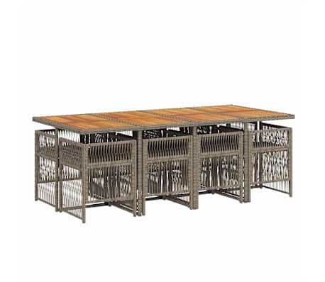 vidaXL Set mobilier grădină cu perne, 9 piese, gri, poliratan