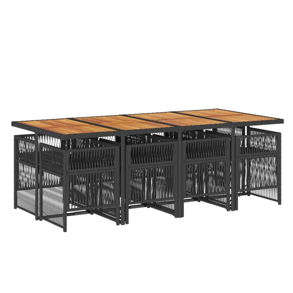 vidaXL 9-delige Tuinset poly rattan zwart