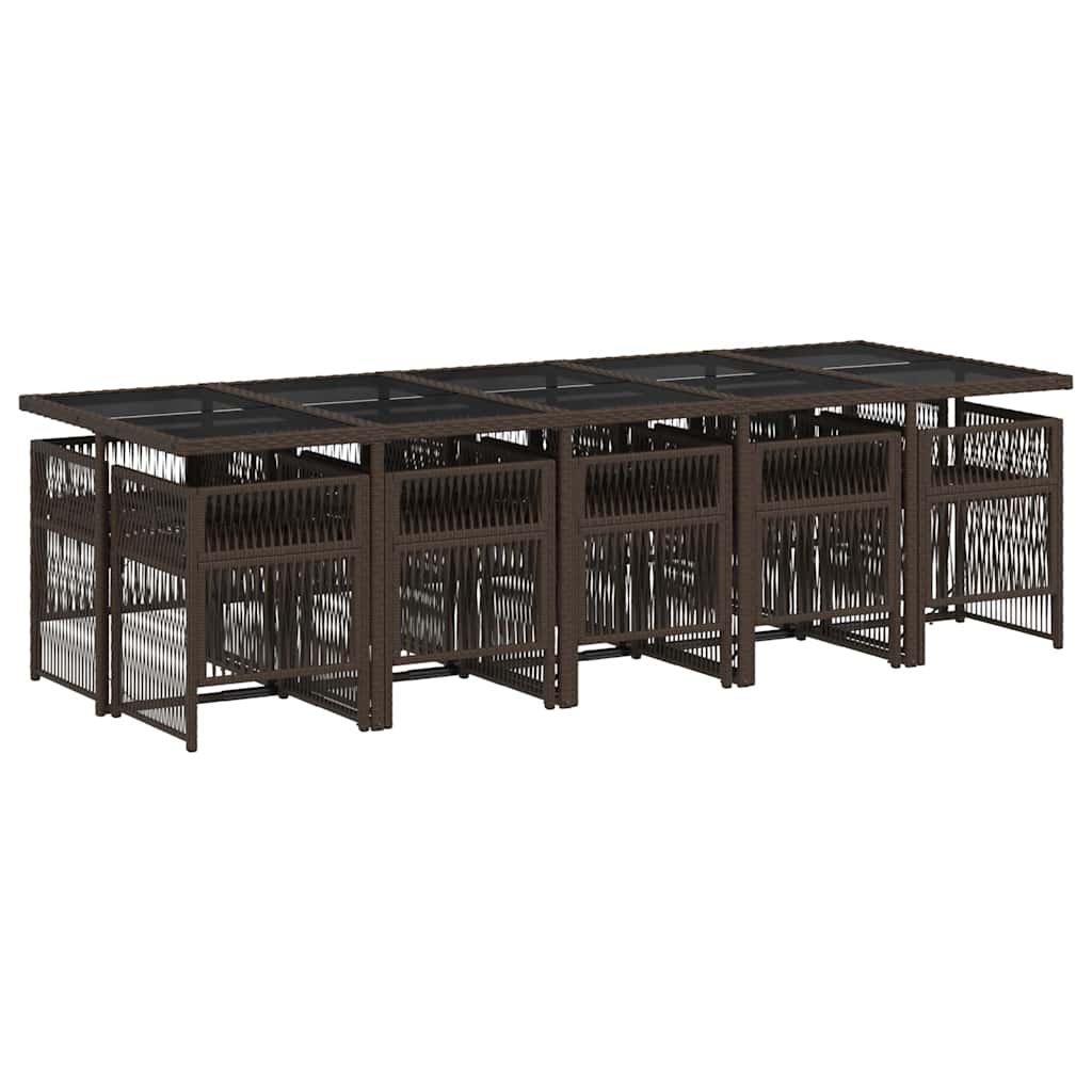 Thumbnail - vidaXL 11-tlg. Garten-Essgruppe mit Kissen Braun Poly Rattan