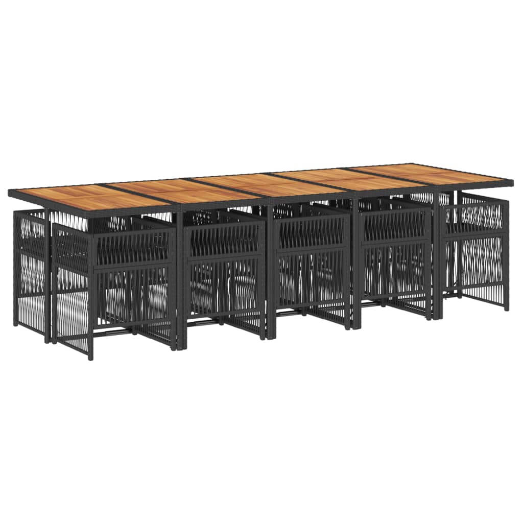 vidaXL 11-delige Tuinset met kussens poly rattan zwart