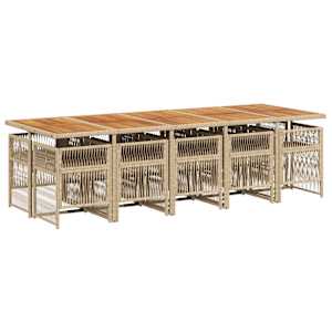 vidaXL Set mobilier de grădină cu perne, 11 piese, bej, poliratan