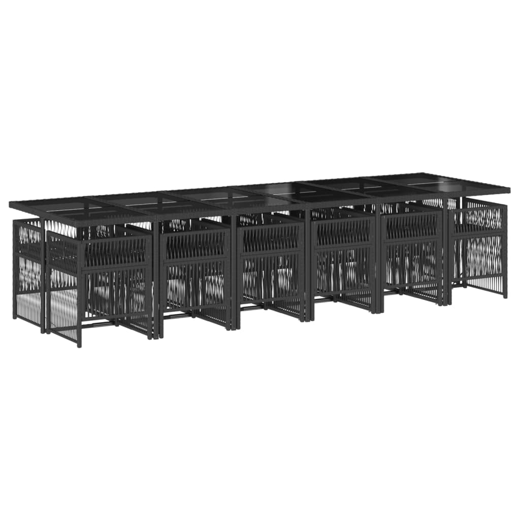 vidaXL 13-delige Tuinset met kussens poly rattan zwart afbeelding