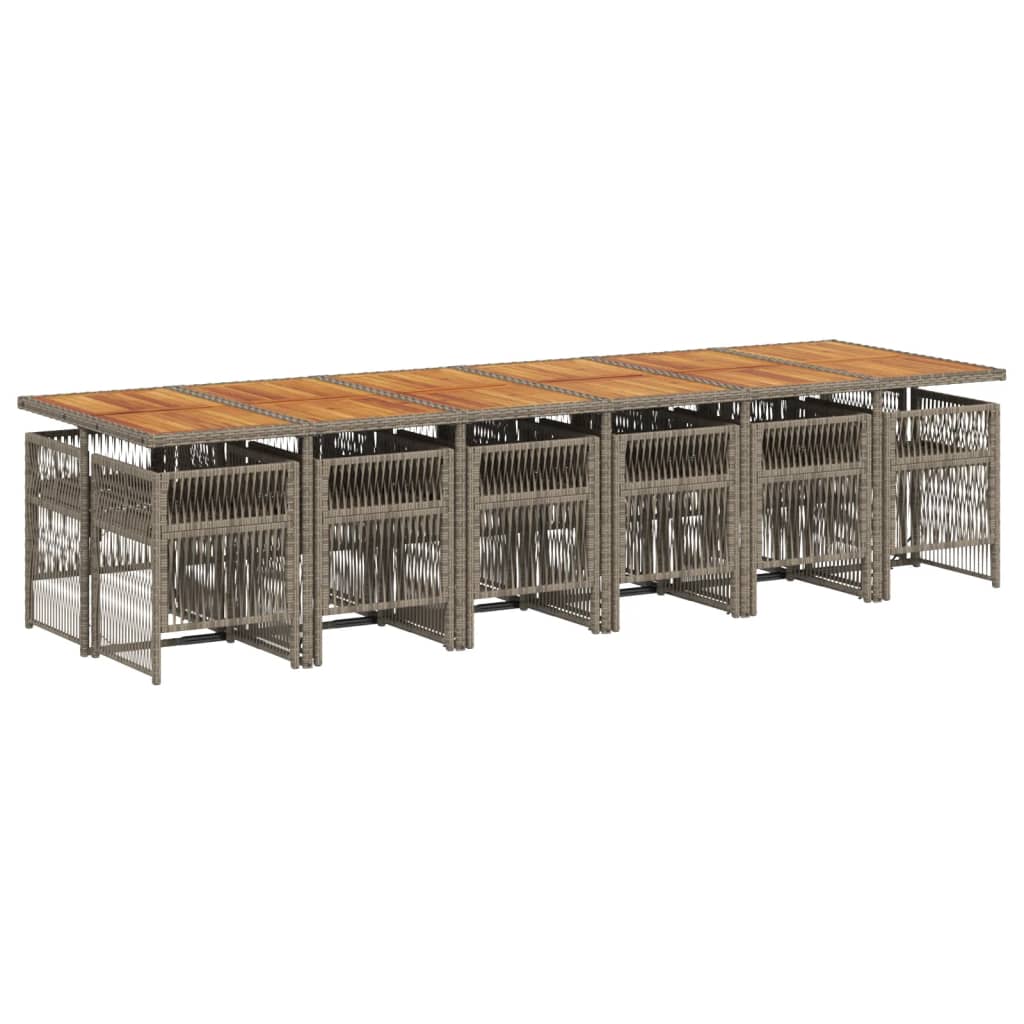 vidaXL 13-delige Tuinset met kussens poly rattan grijs