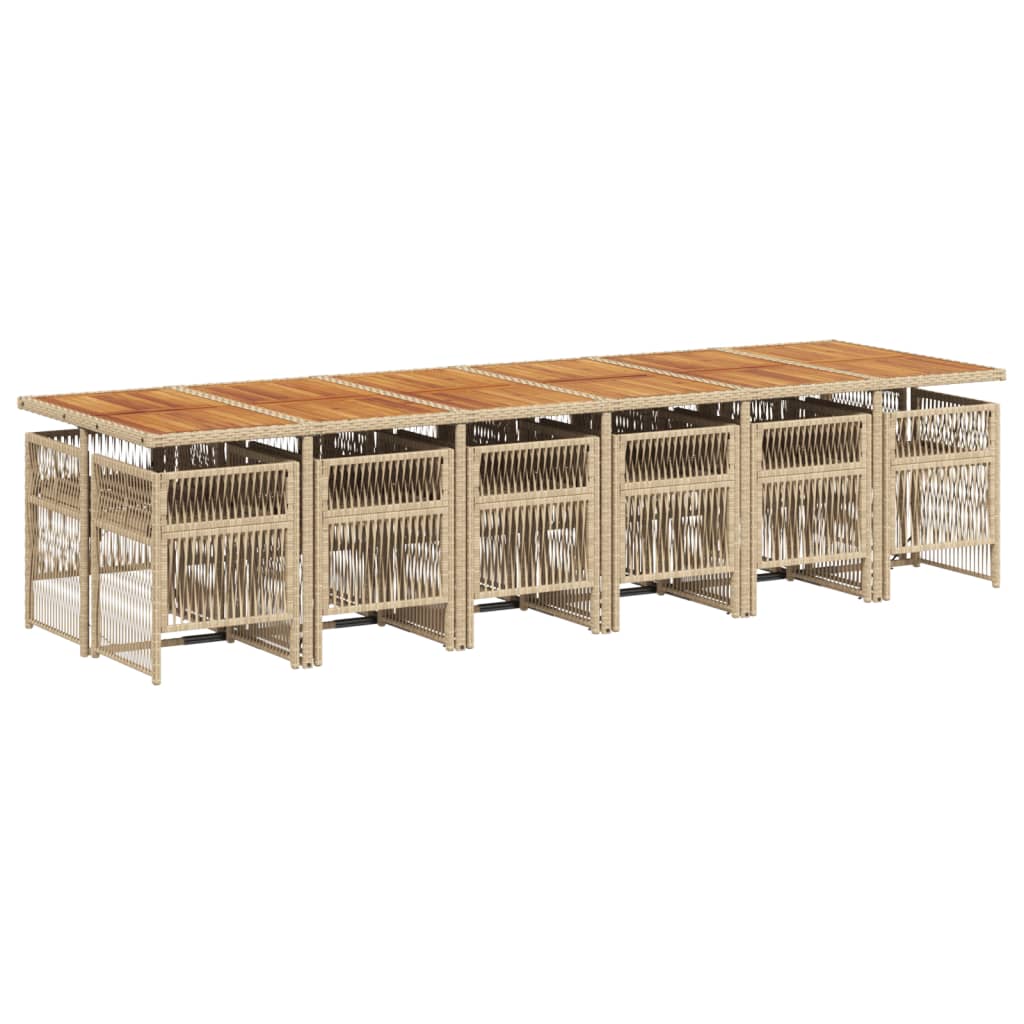 vidaXL 13-delige Tuinset met kussens poly rattan beige