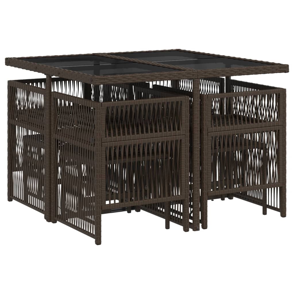 vidaXL 9-delige Tuinset met kussens poly rattan bruin afbeelding