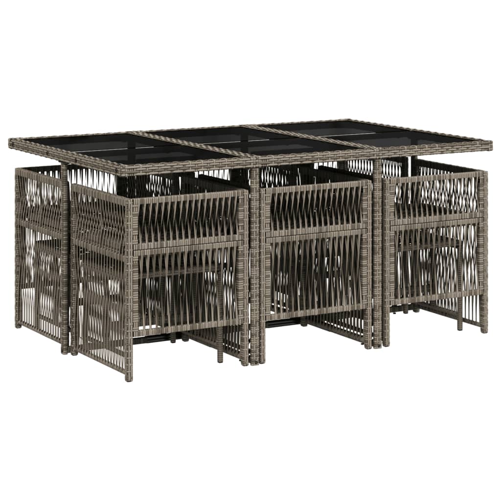 vidaXL 11-delige Tuinset met kussens poly rattan grijs afbeelding