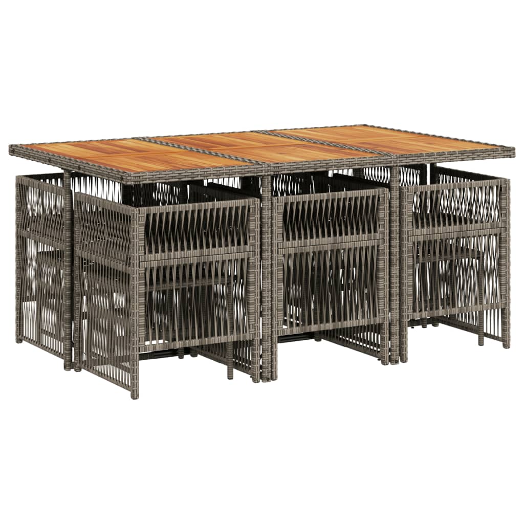 vidaXL 11-delige Tuinset met kussens poly rattan grijs