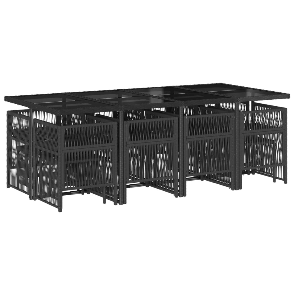 vidaXL 13-delige Tuinset met kussens poly rattan zwart afbeelding