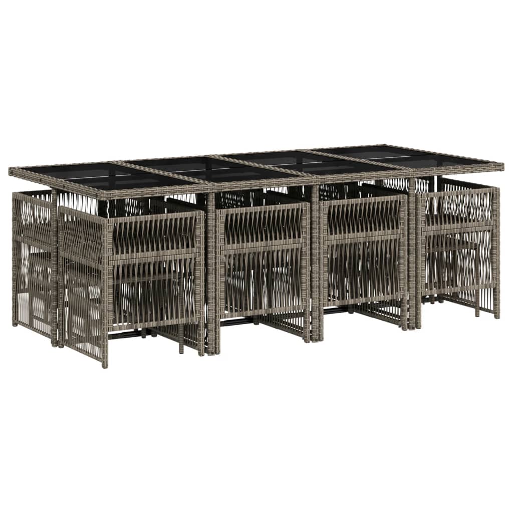 vidaXL 13-delige Tuinset met kussens poly rattan grijs afbeelding