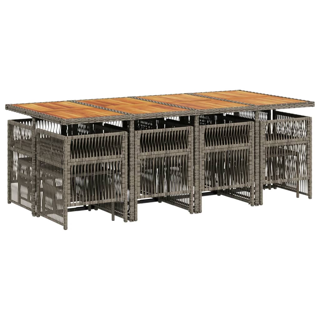 vidaXL 13-delige Tuinset met kussens poly rattan grijs