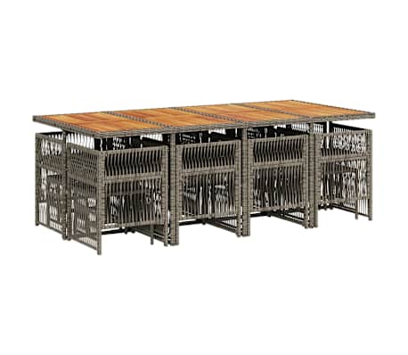 vidaXL Set mobilier de grădină cu perne, 13 piese, gri, poliratan