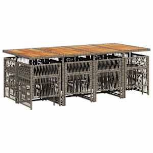 vidaXL Set mobilier de grădină cu perne, 13 piese, gri, poliratan