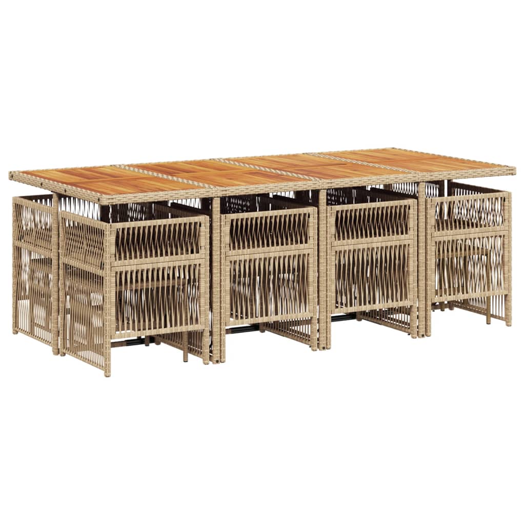 vidaXL 13-delige Tuinset met kussens poly rattan beige