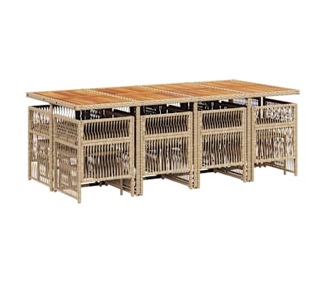 vidaXL Set mobilier de grădină cu perne, 13 piese, bej, poliratan