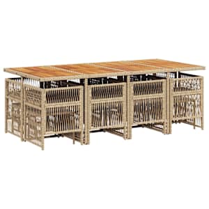 vidaXL Set mobilier de grădină cu perne, 13 piese, bej, poliratan