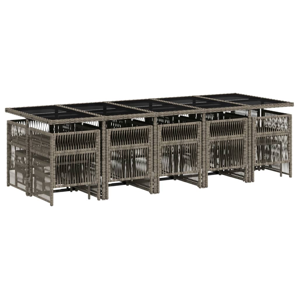 Thumbnail - vidaXL 15-tlg. Garten-Essgruppe mit Kissen Grau Poly Rattan