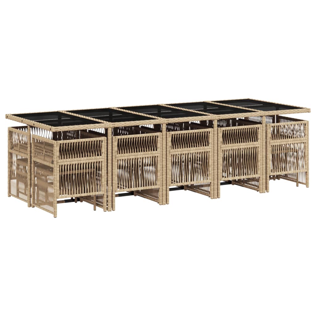 vidaXL 15-delige Tuinset met kussens poly rattan beige