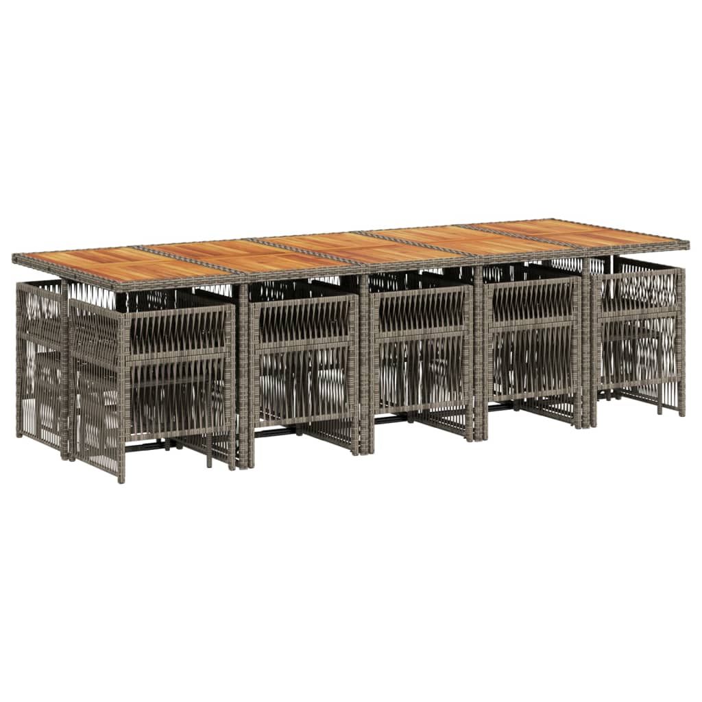 vidaXL 15-delige Tuinset met kussens poly rattan grijs