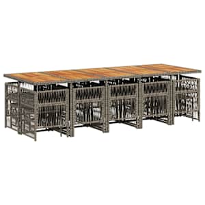 vidaXL Set mobilier de grădină cu perne, 15 piese, gri, poliratan