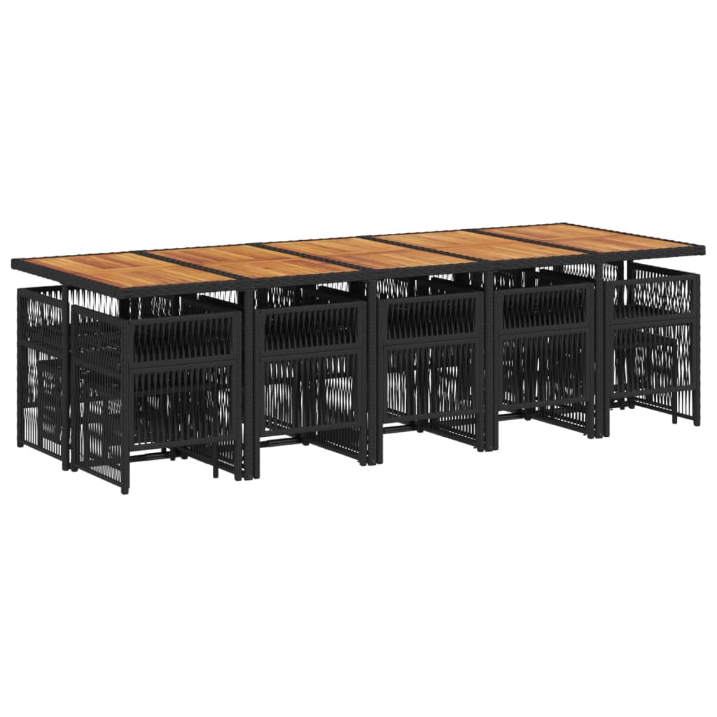 vidaXL 15-delige Tuinset met kussens poly rattan zwart